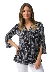 JOSEPH RIBKOFF Printed Top with Sparkle Zipper