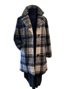 BARBARA LEBEK  Plaid Grey and Natural Coat