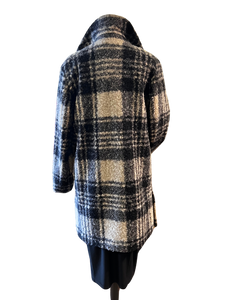 BARBARA LEBEK  Plaid Grey and Natural Coat