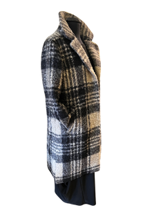 BARBARA LEBEK  Plaid Grey and Natural Coat